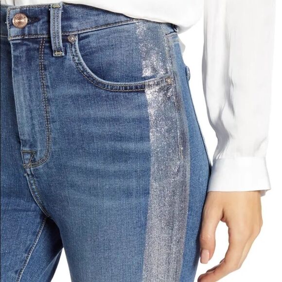 7 FOR ALL MANKIND Luxe Vintage High Waist Ankle Skinny Jean Silver Stripe 28 - Picture 2 of 9